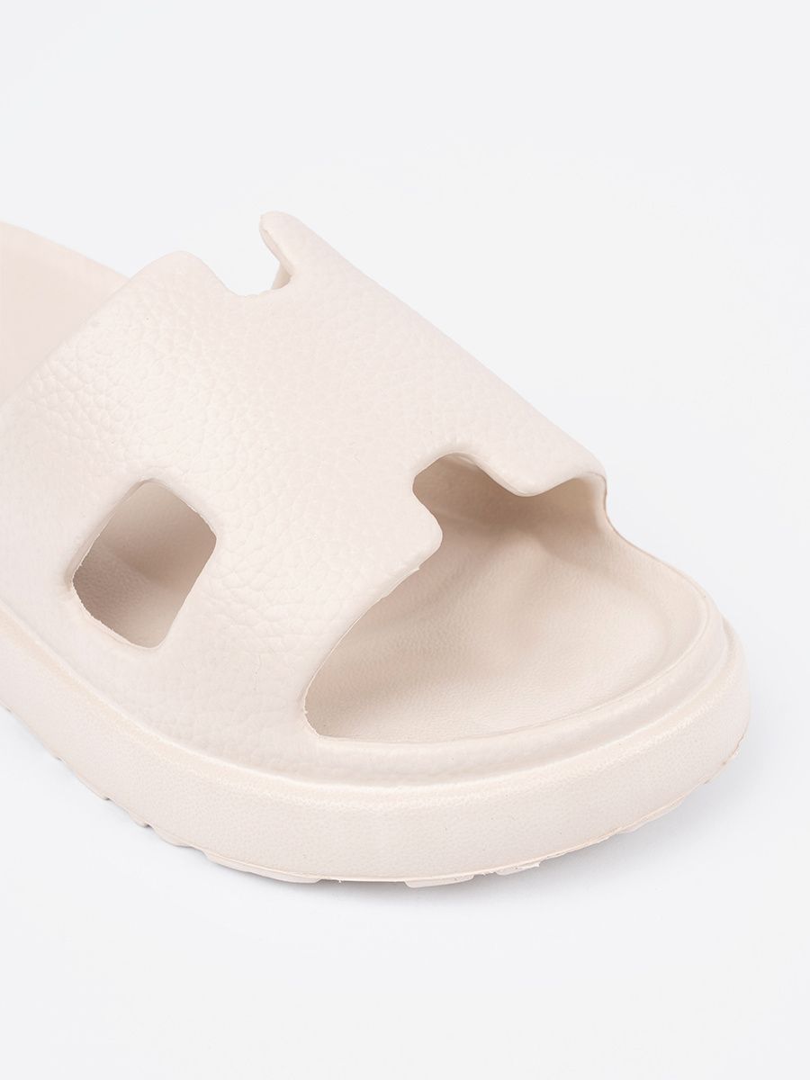Light Beige Platform Slippers