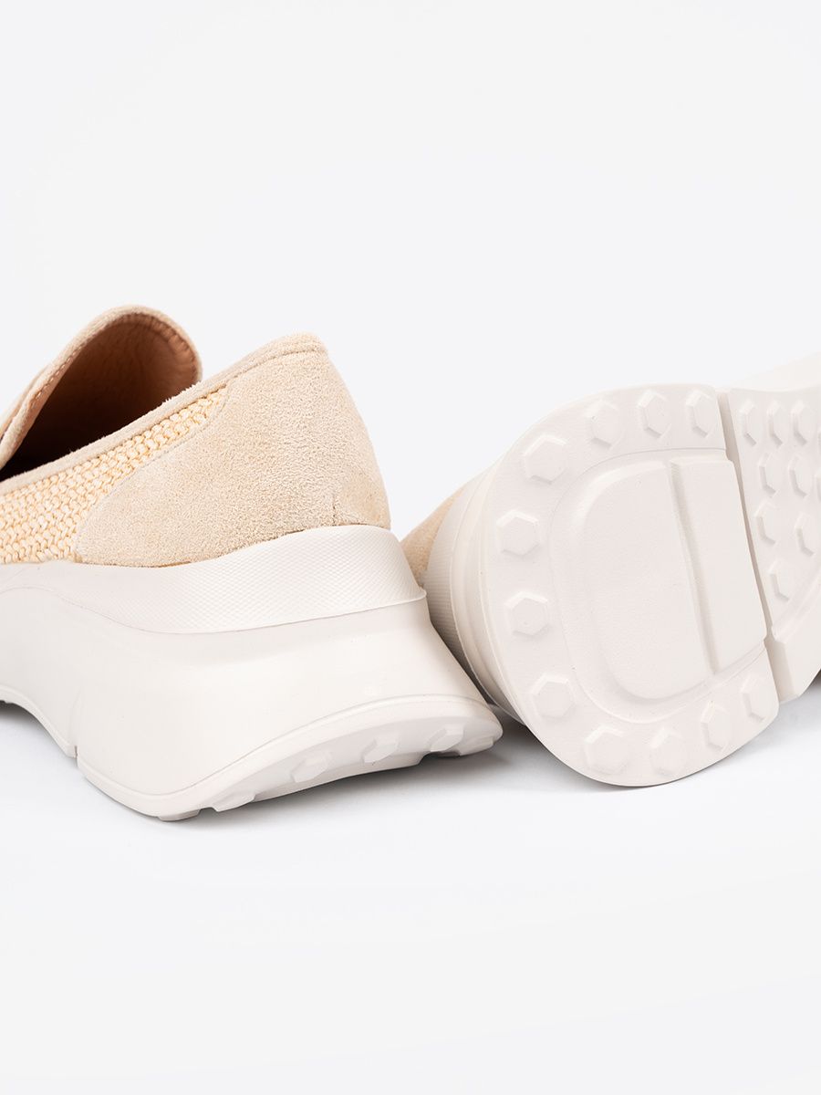 Light Beige Slip-On Shoes with Thick Sole