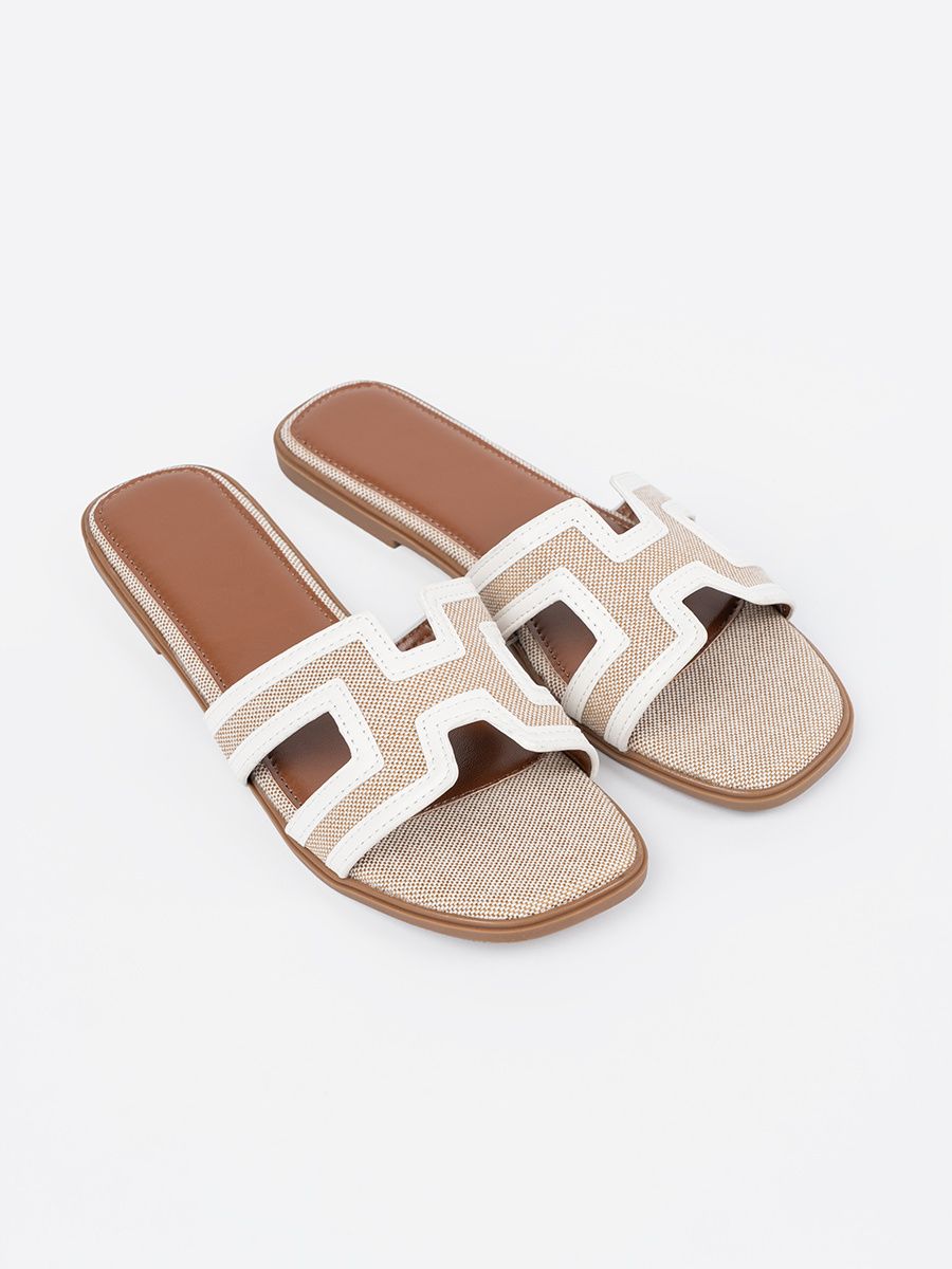 White Flat Sole Slippers
