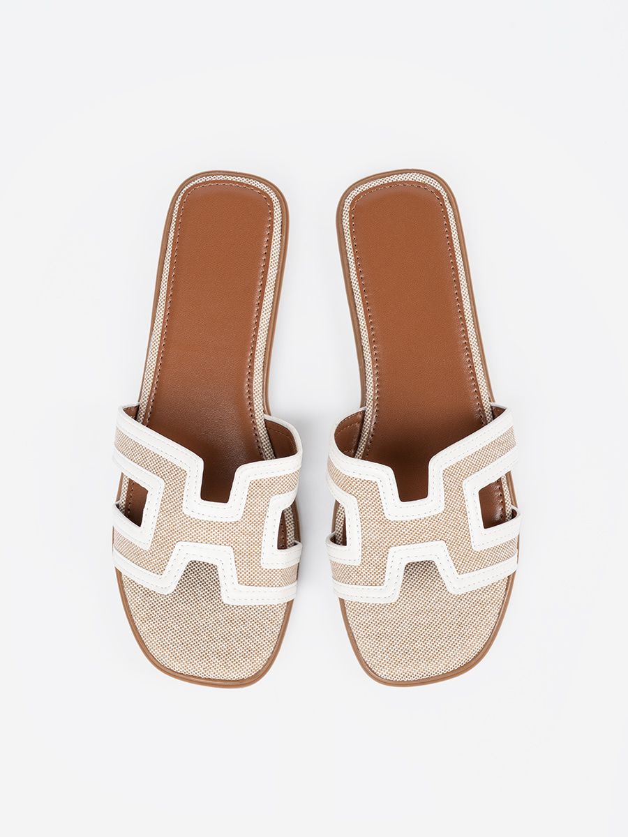 White Flat Sole Slippers