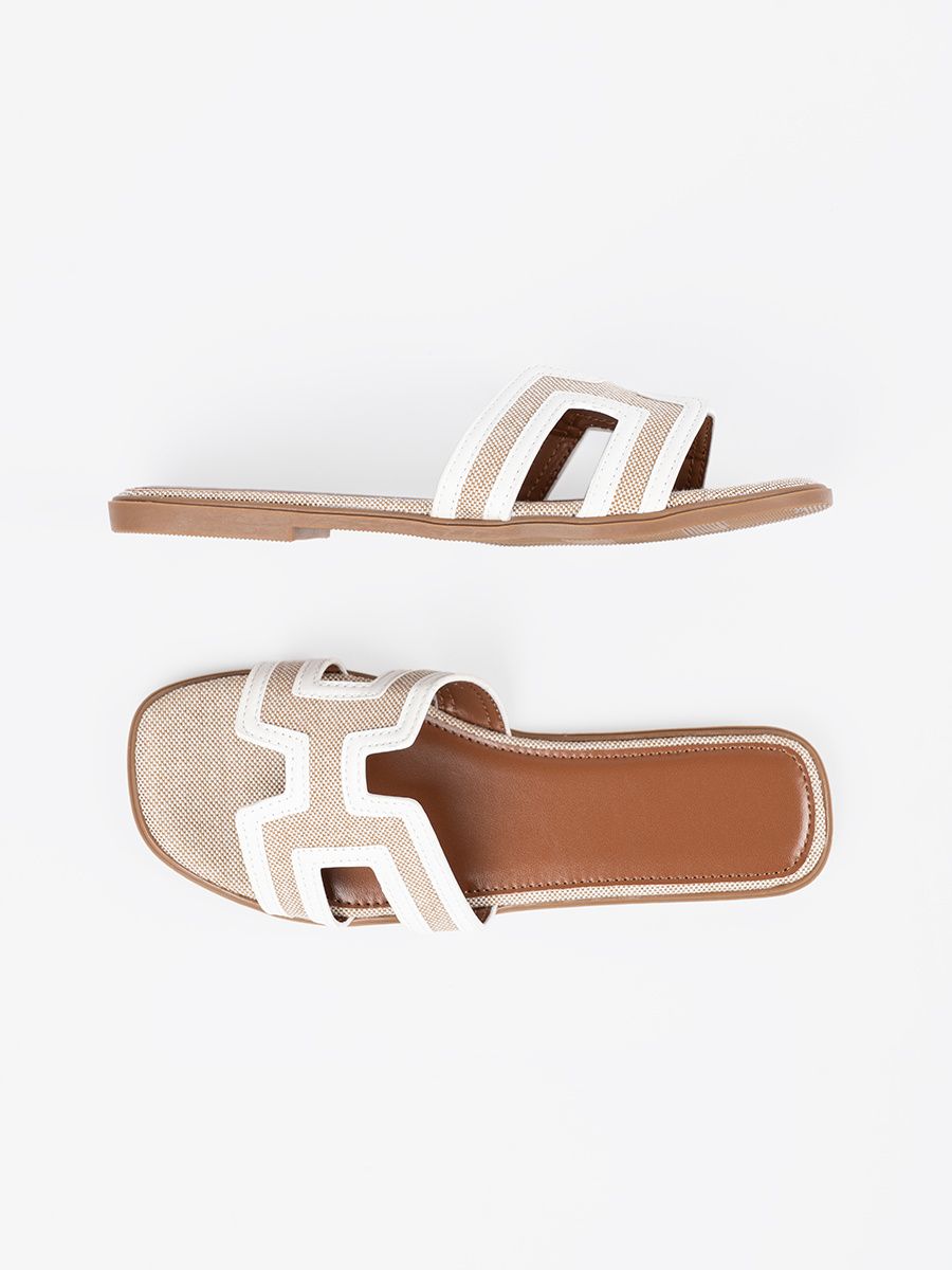 White Flat Sole Slippers