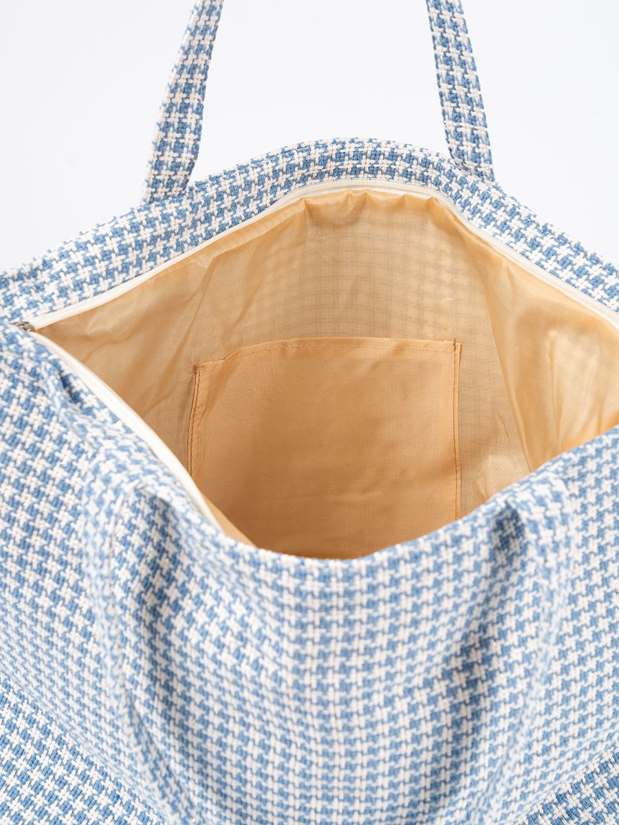 Blue Checkered Beach Bag