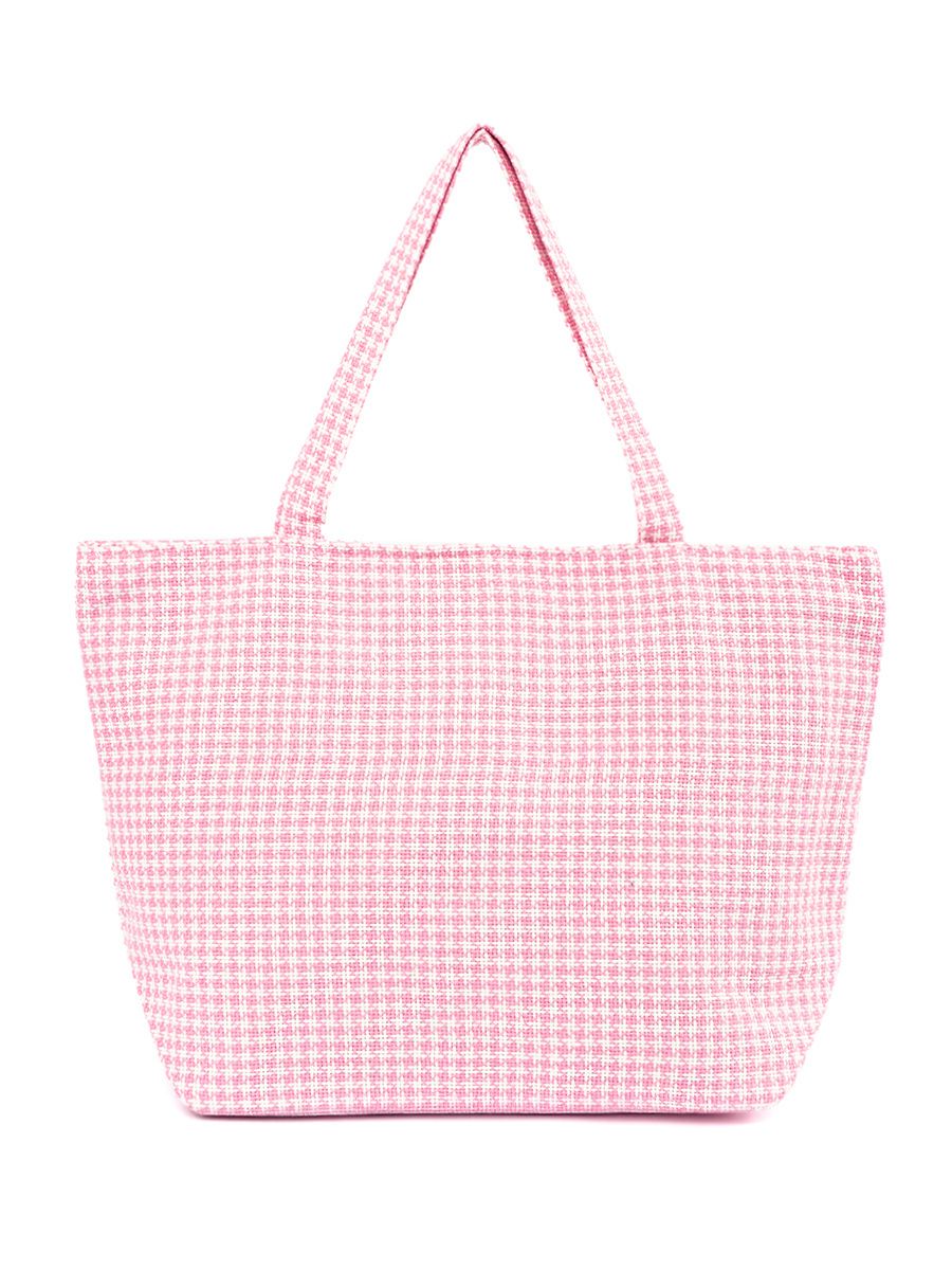 Pink Checkered Beach Bag