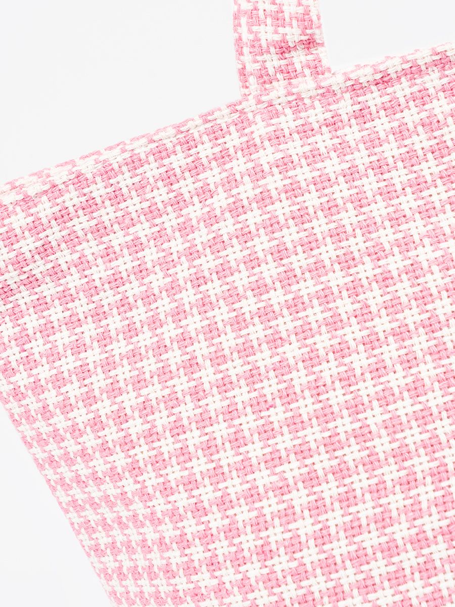 Pink Checkered Beach Bag