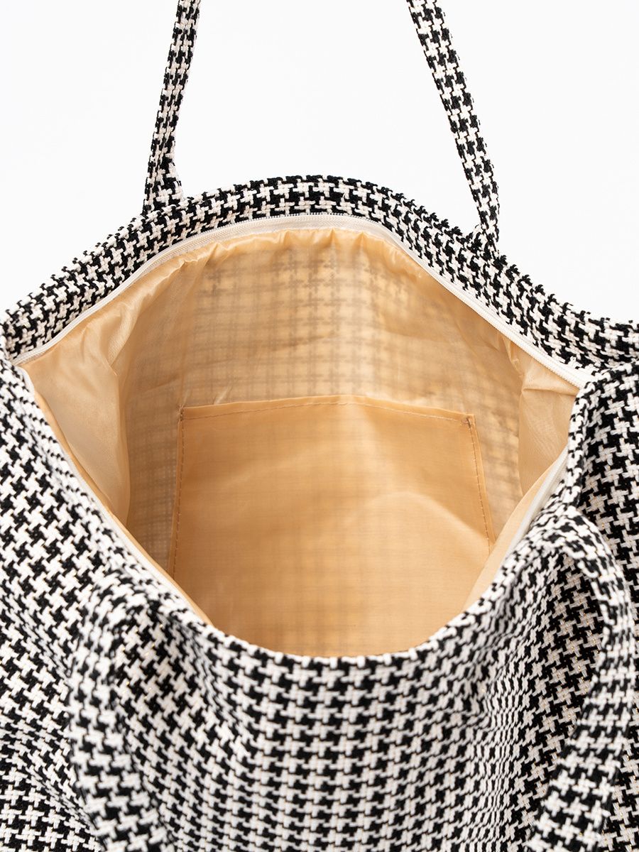 Black and White Checkered Beach Bag