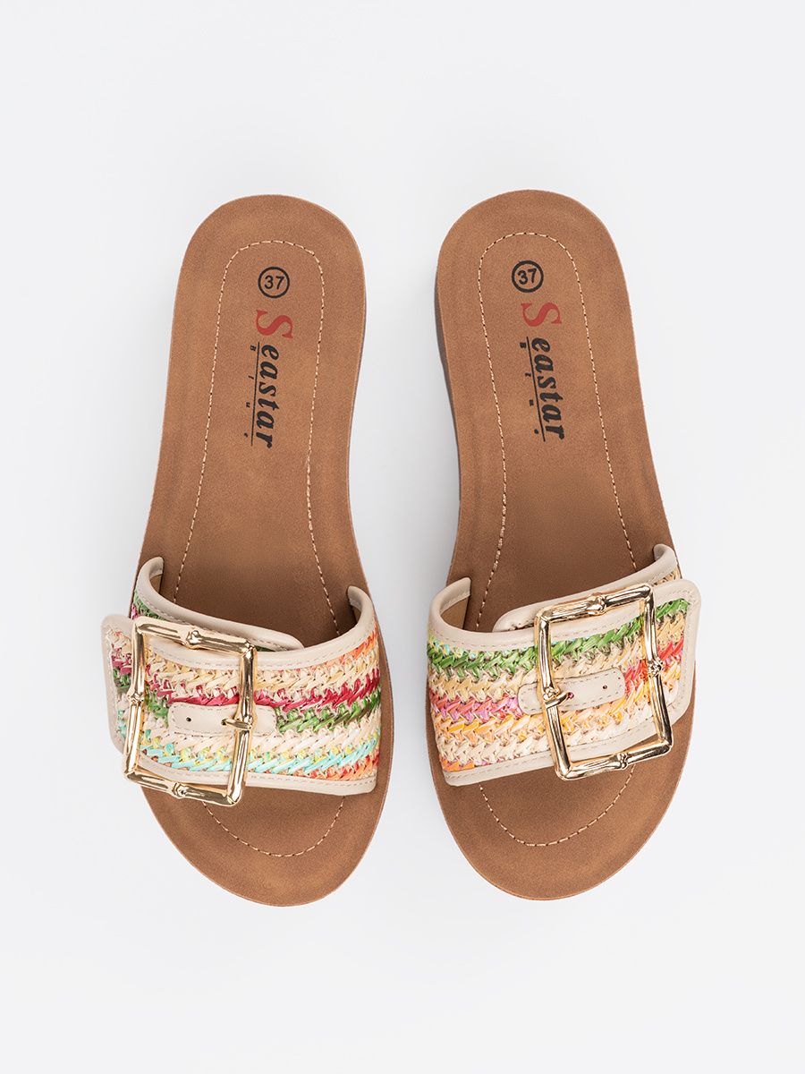 Multicolored Slip-Ons with Buckle