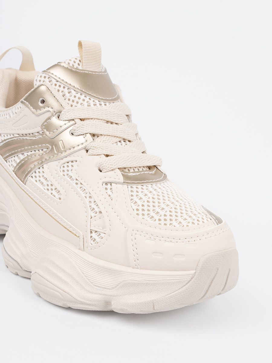 Light Beige Sneakers with Thick Sole