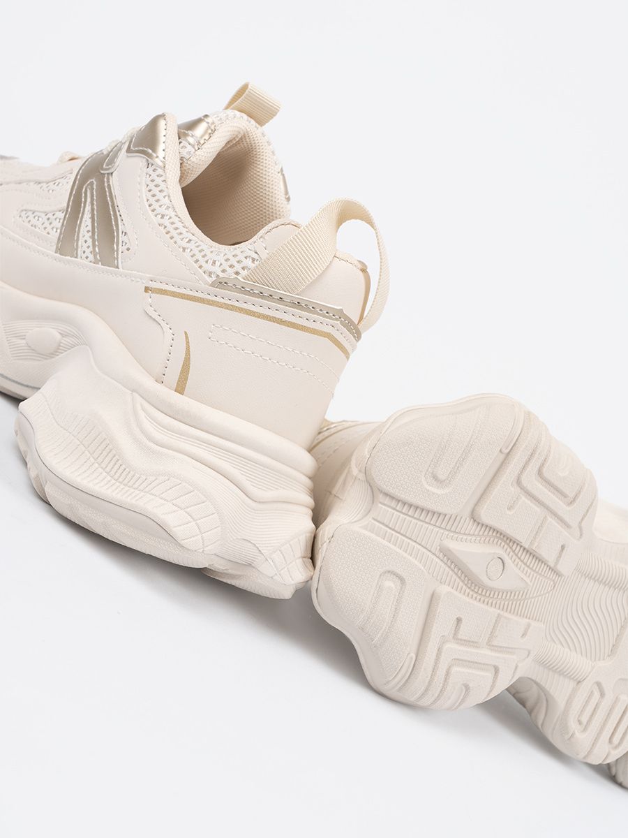 Light Beige Sneakers with Thick Sole