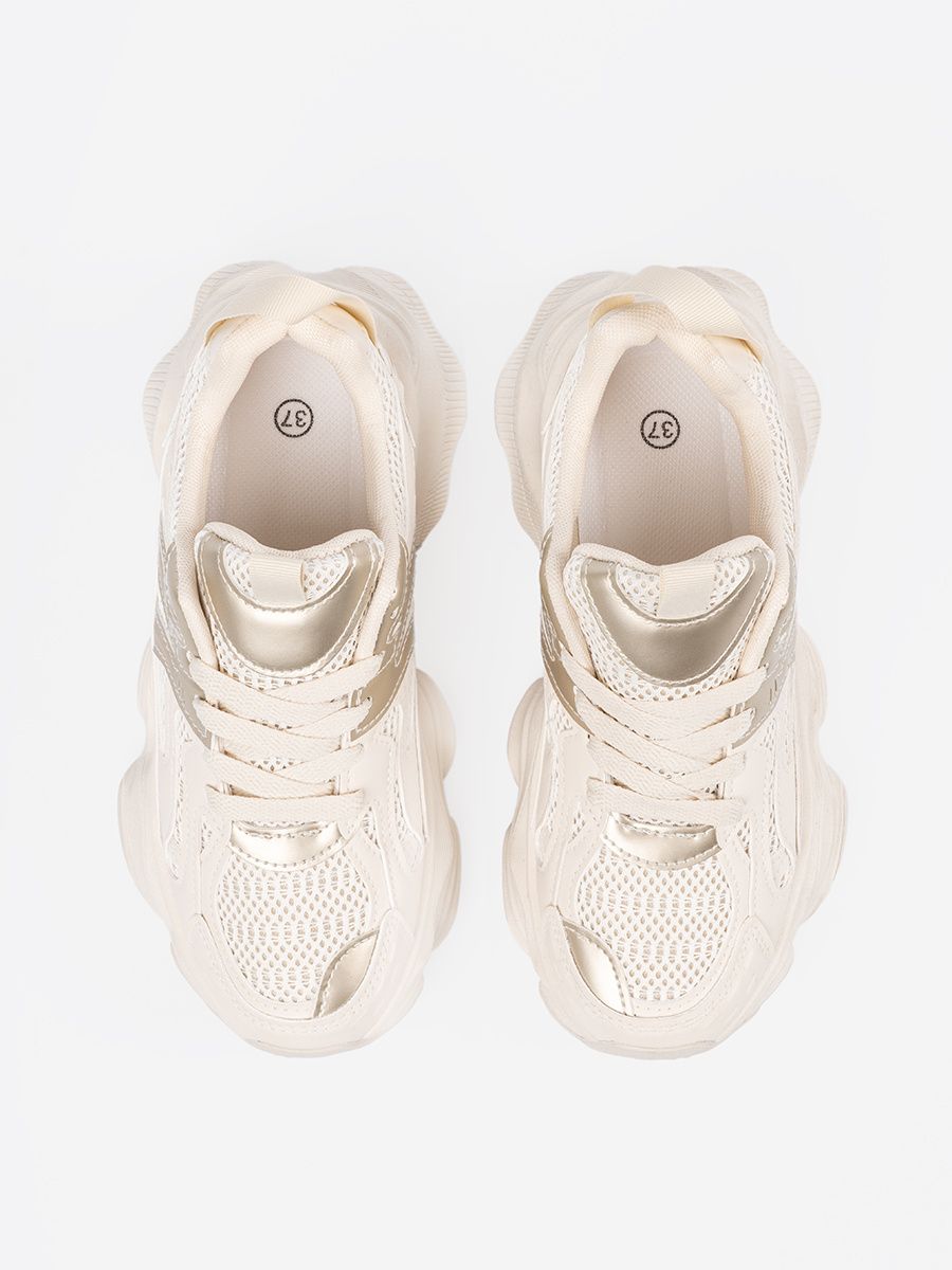 Light Beige Sneakers with Thick Sole