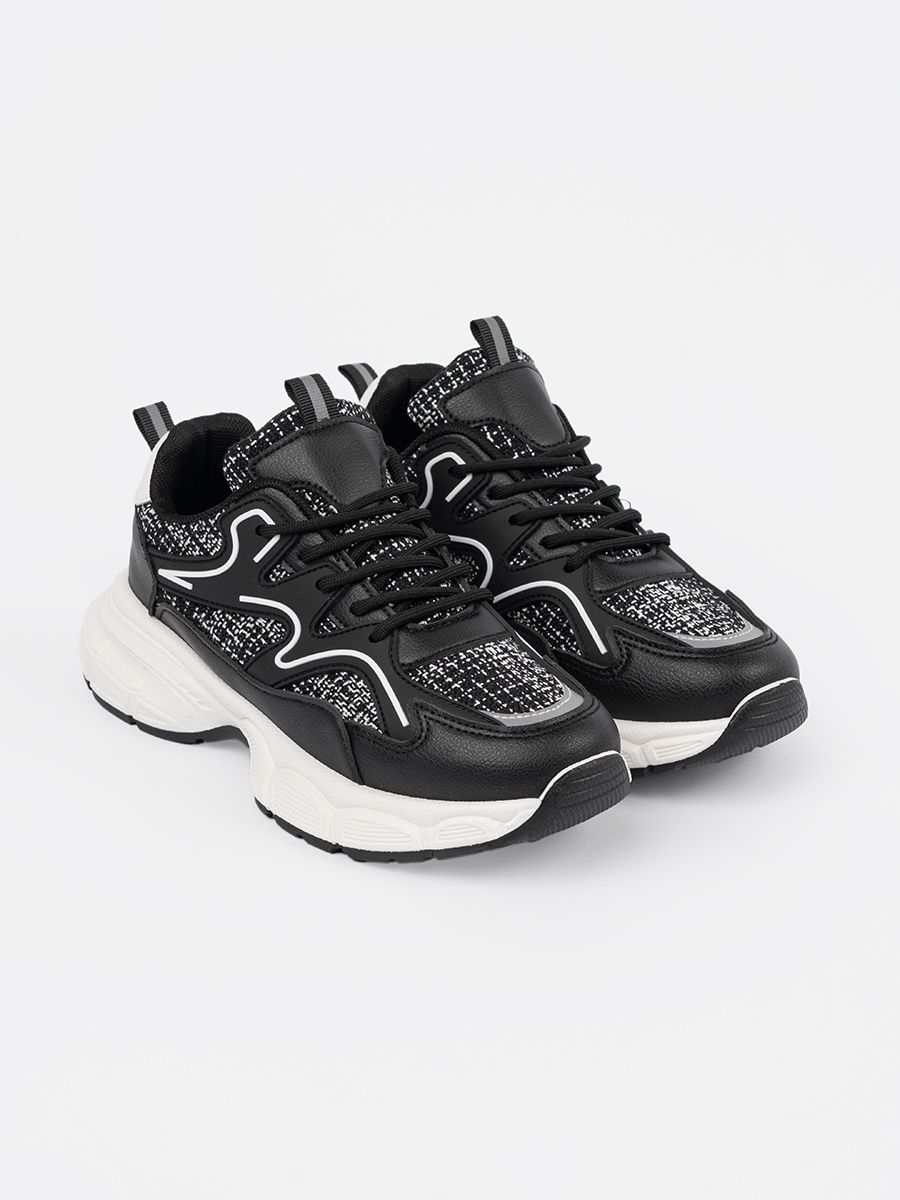 Black Sneakers with Decorative Inserts