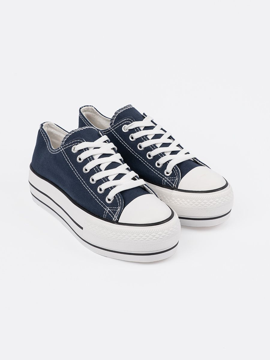 Women's Navy Platform Sneakers