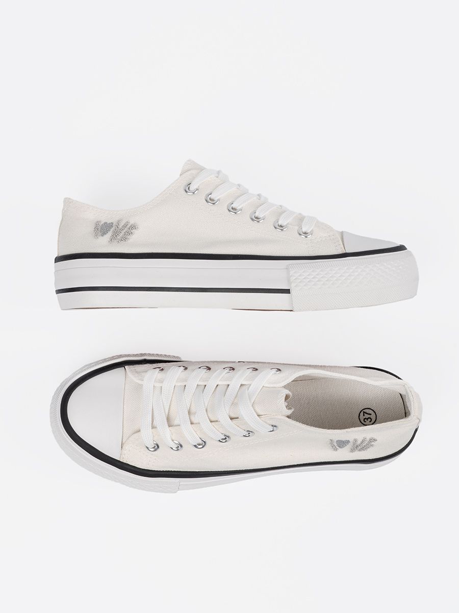 White Sneakers with Love Print