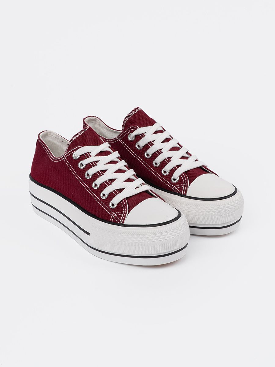Burgundy Women's Platform Sneakers