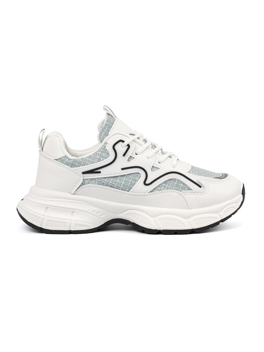 White-Green Sneakers with Decorative Inserts