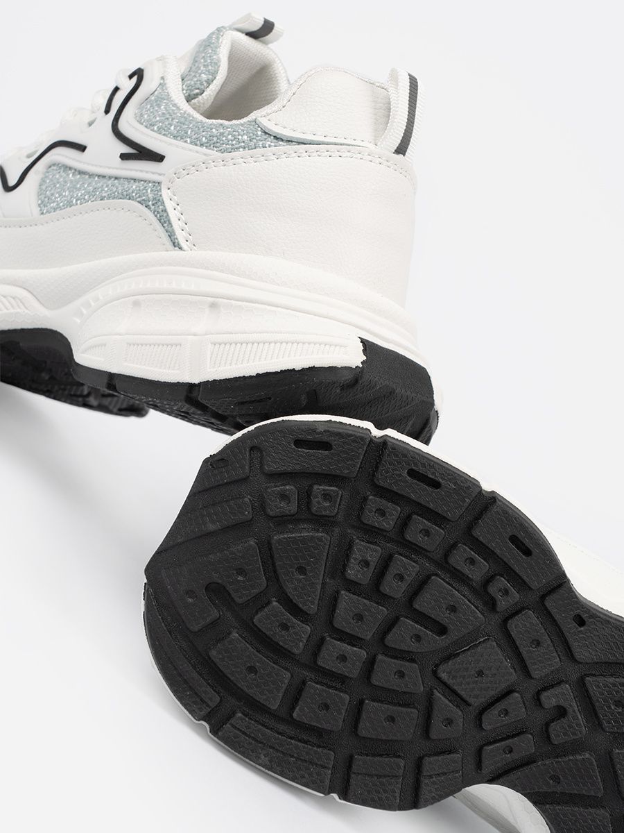 White-Green Sneakers with Decorative Inserts