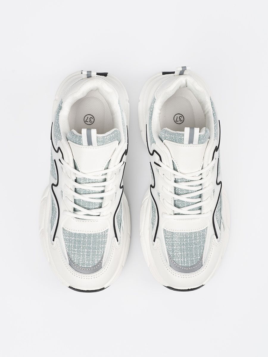 White-Green Sneakers with Decorative Inserts