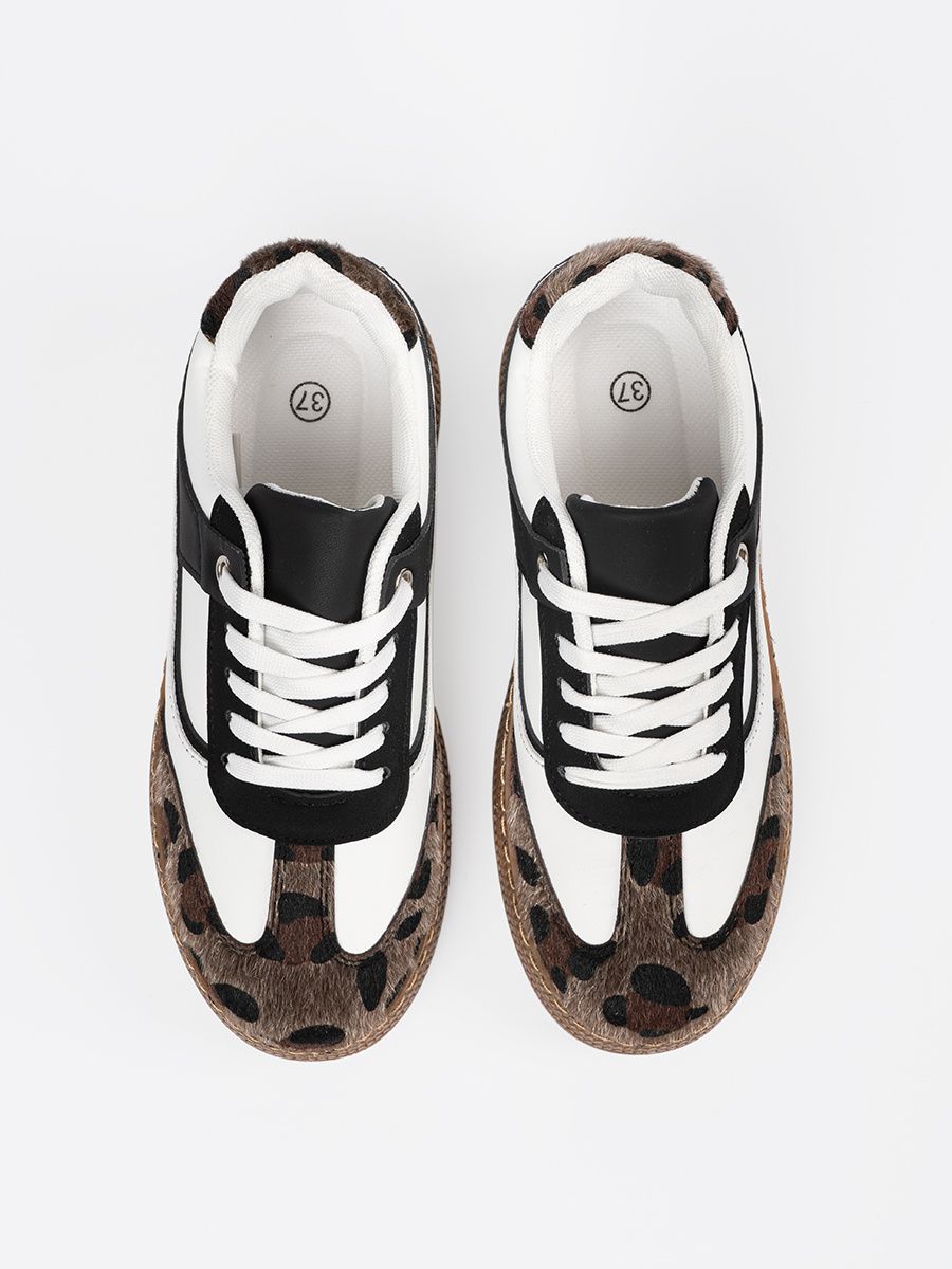 Black and White Sneakers with Panther Details