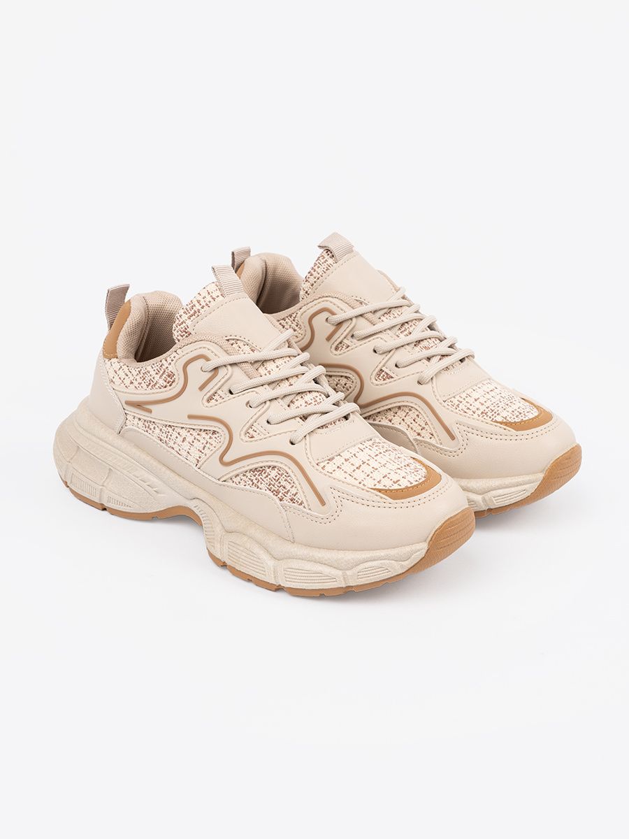 Light Beige Women's Platform Sneakers