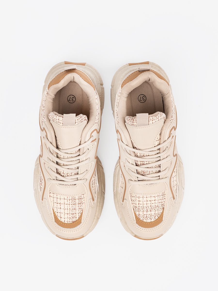 Light Beige Women's Platform Sneakers