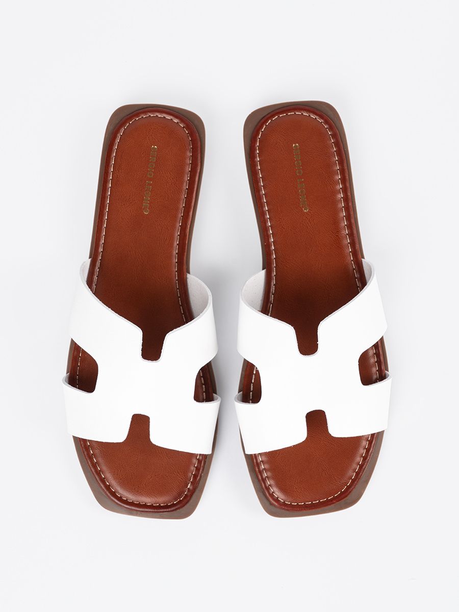 White Slide Sandals with Open Toe