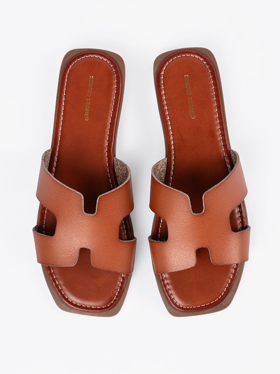 Brown Slippers with Open Toe