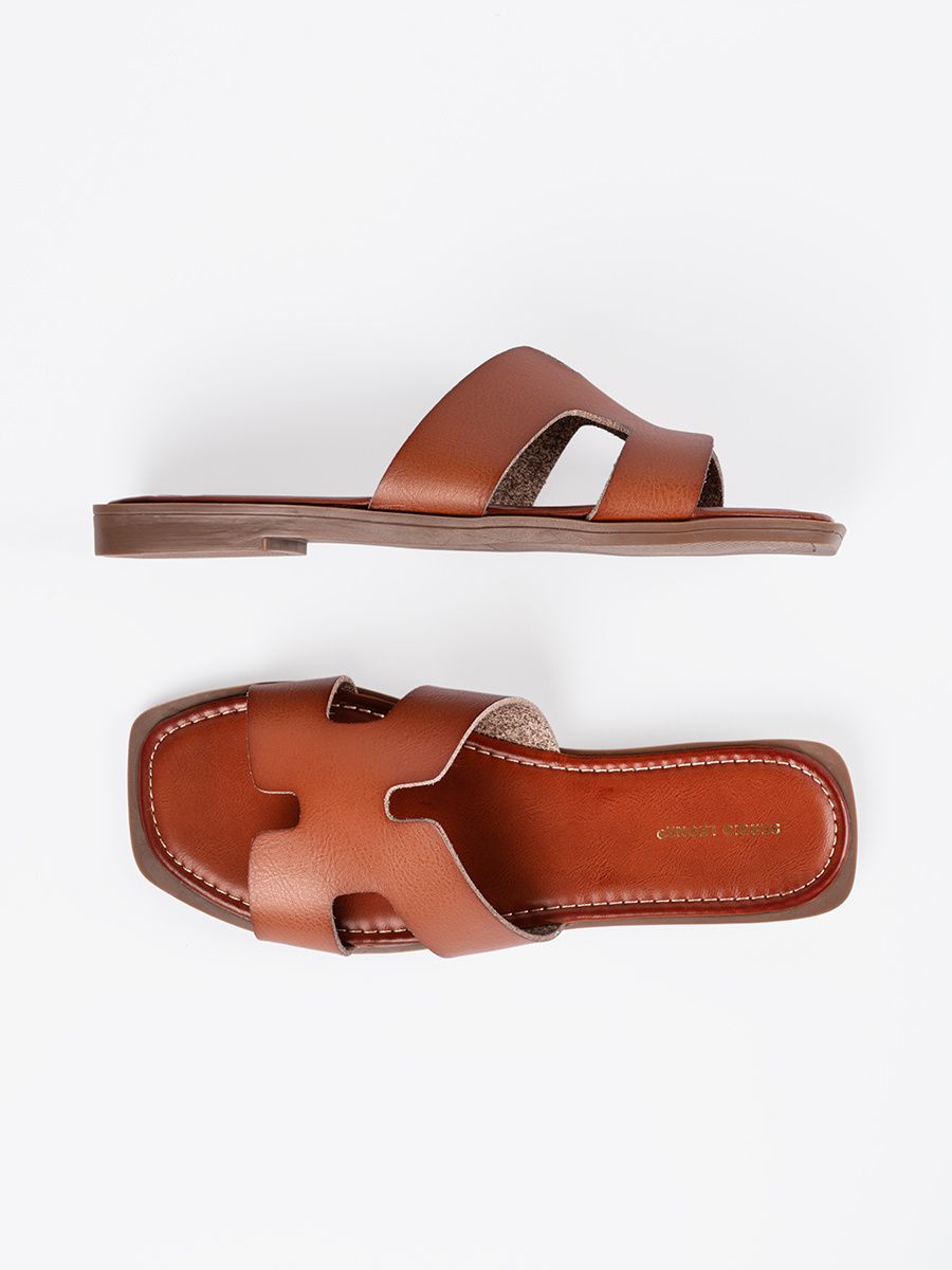 Brown Slippers with Open Toe