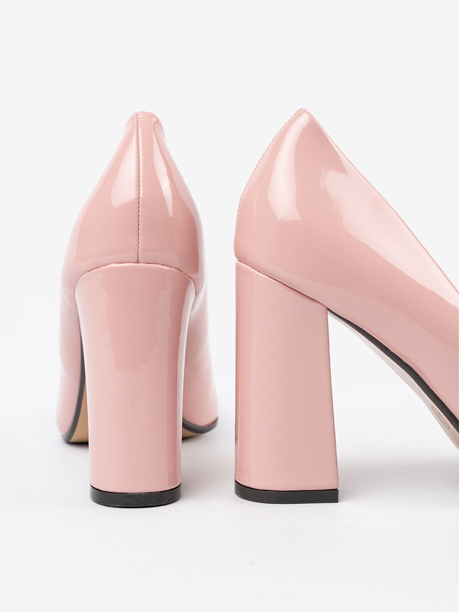 Pink Patent Leather Block Heels