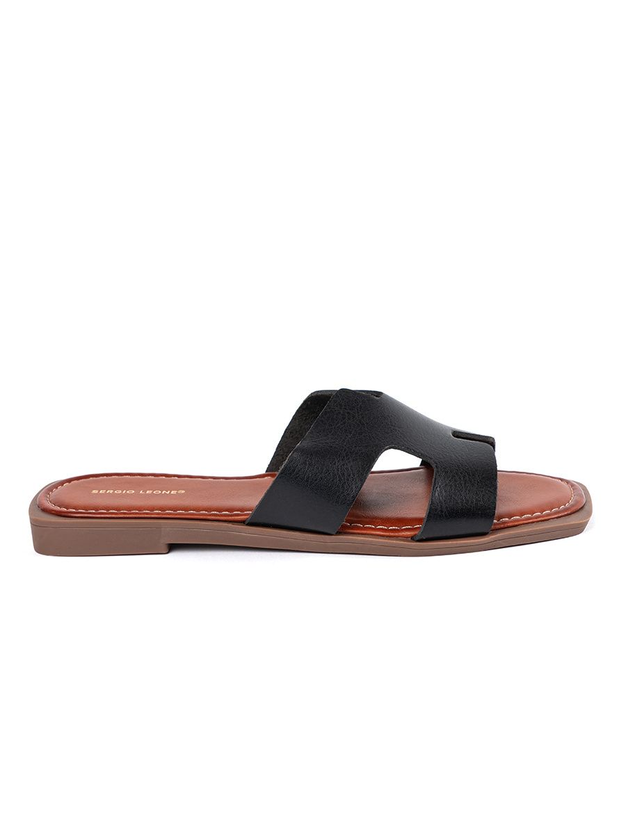 Black Slide Sandals with Open Toe