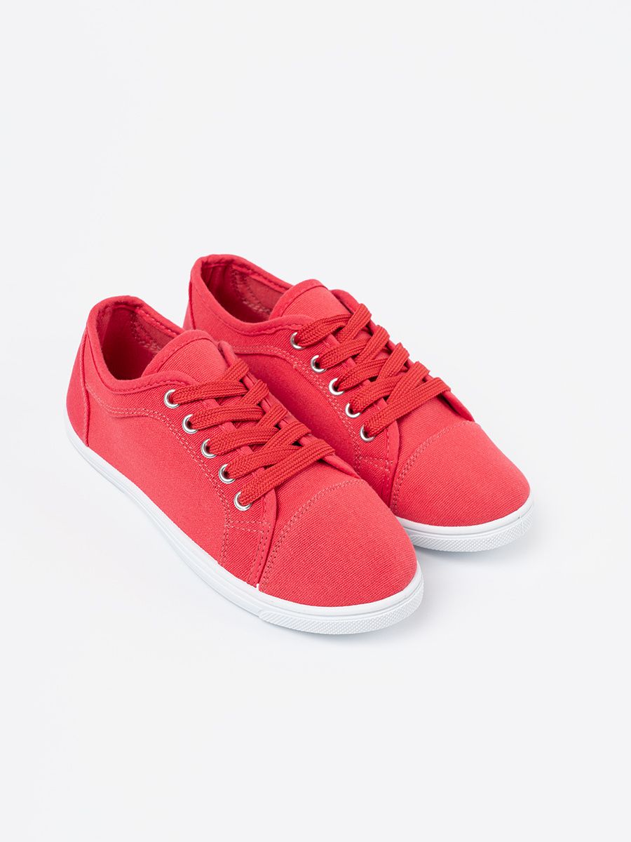 Red Lace-Up Sneakers
