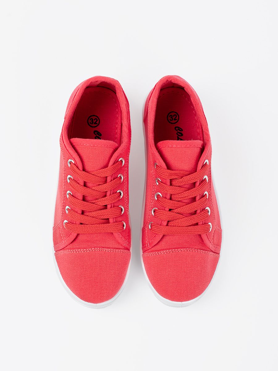 Red Lace-Up Sneakers