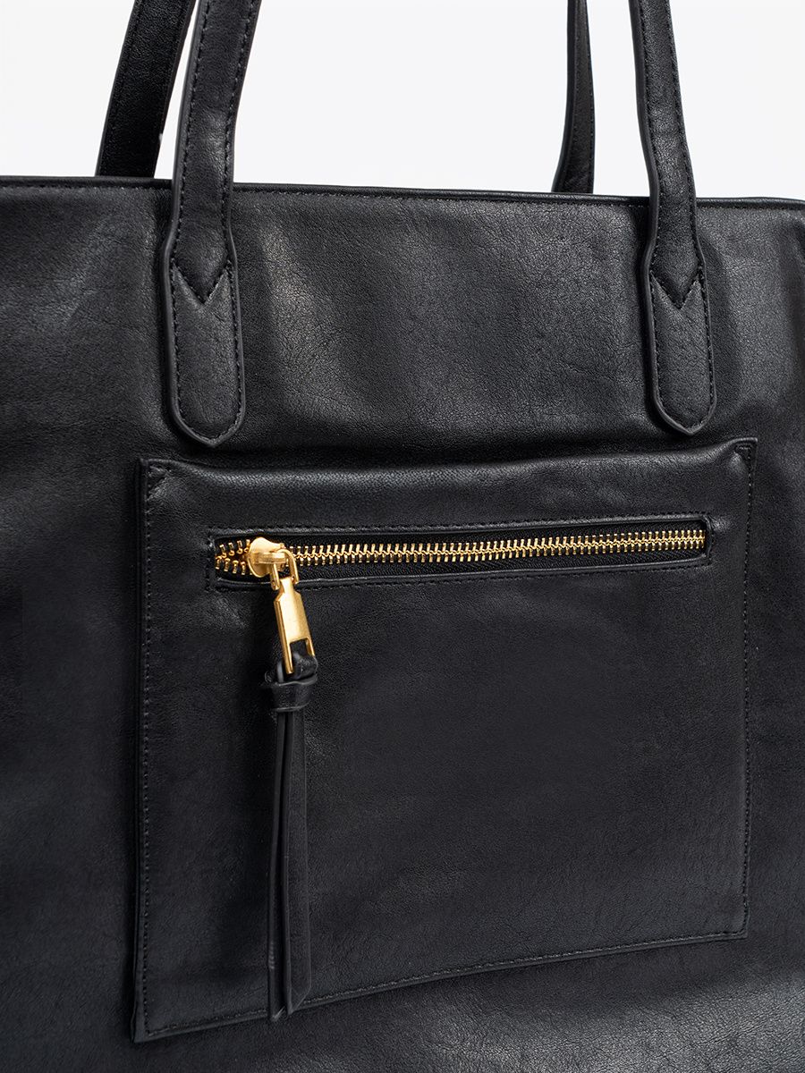Black Handbag with Golden Details