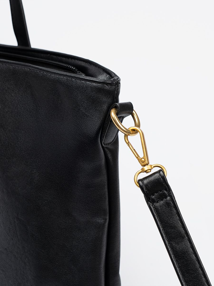 Black Handbag with Golden Details