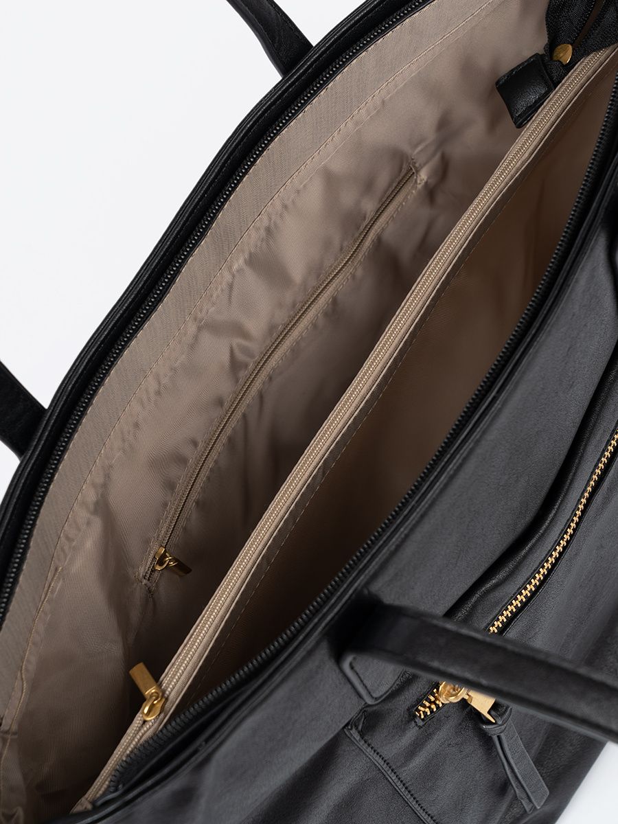 Black Handbag with Golden Details