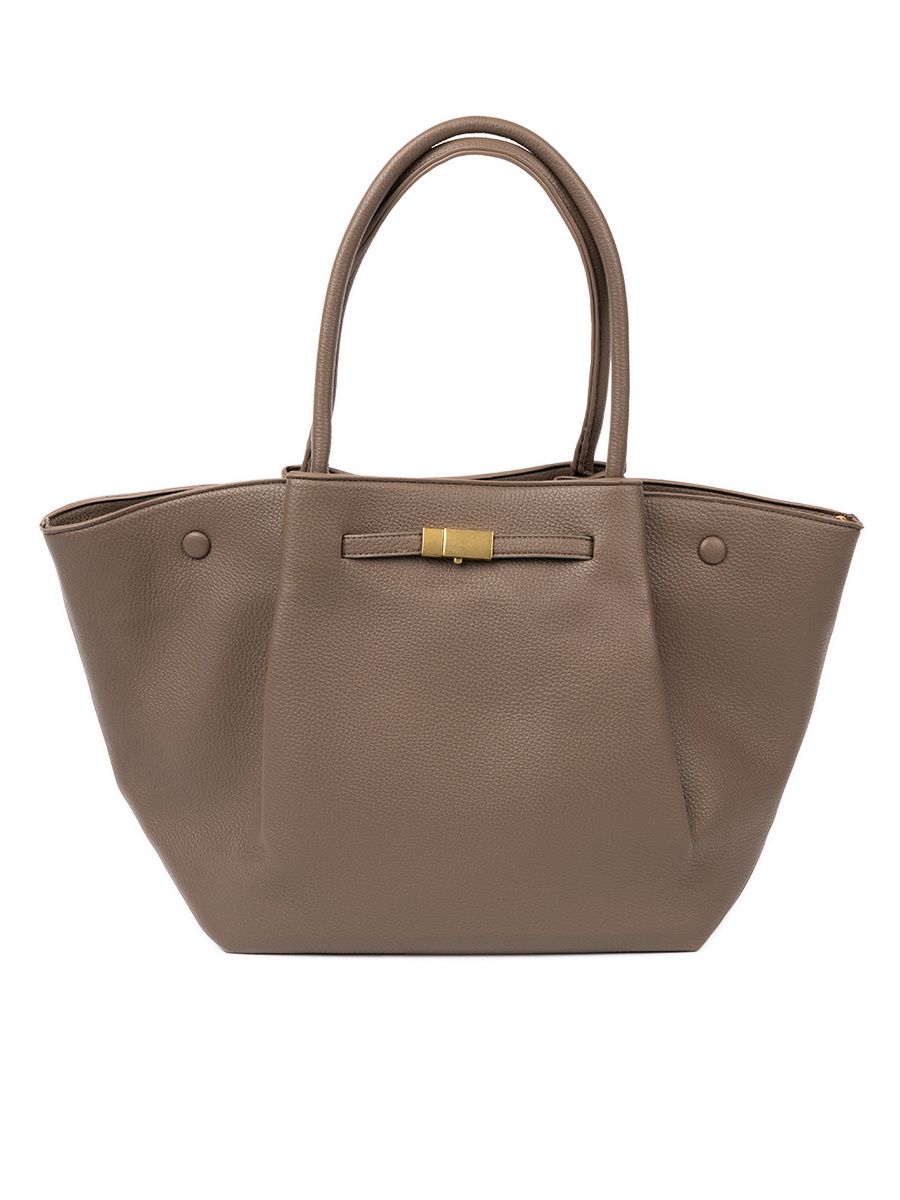Beige Shopper Bag with Zipper