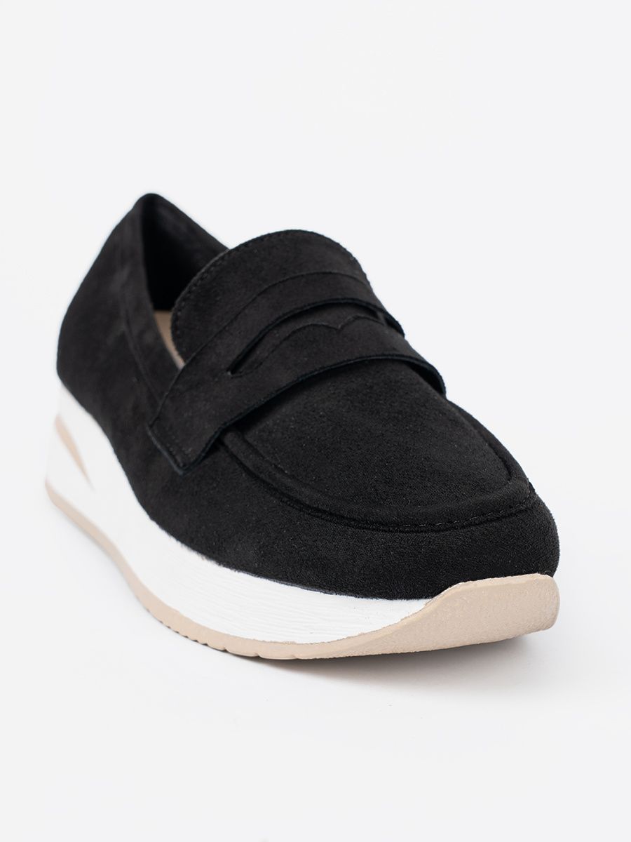 Black Suede Platform Moccasins