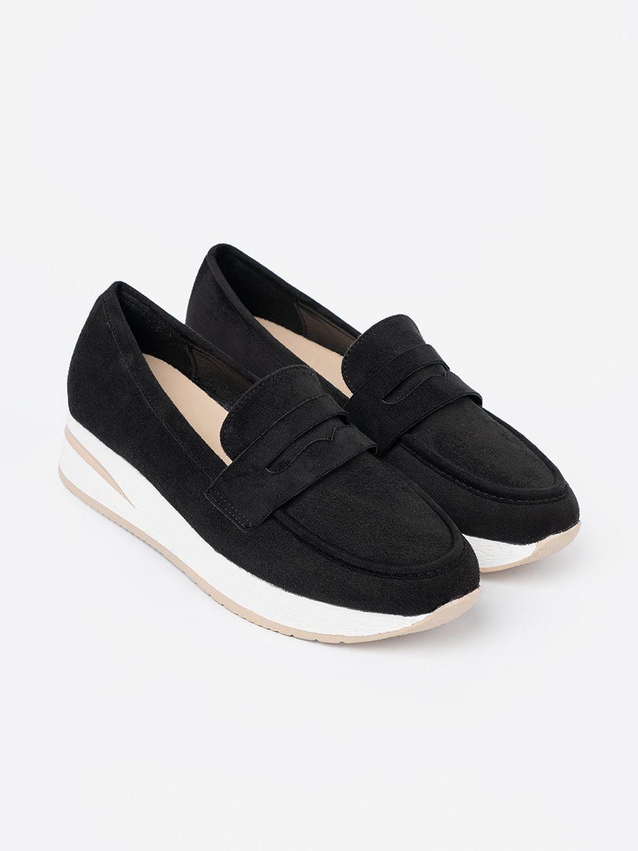Black Suede Platform Moccasins