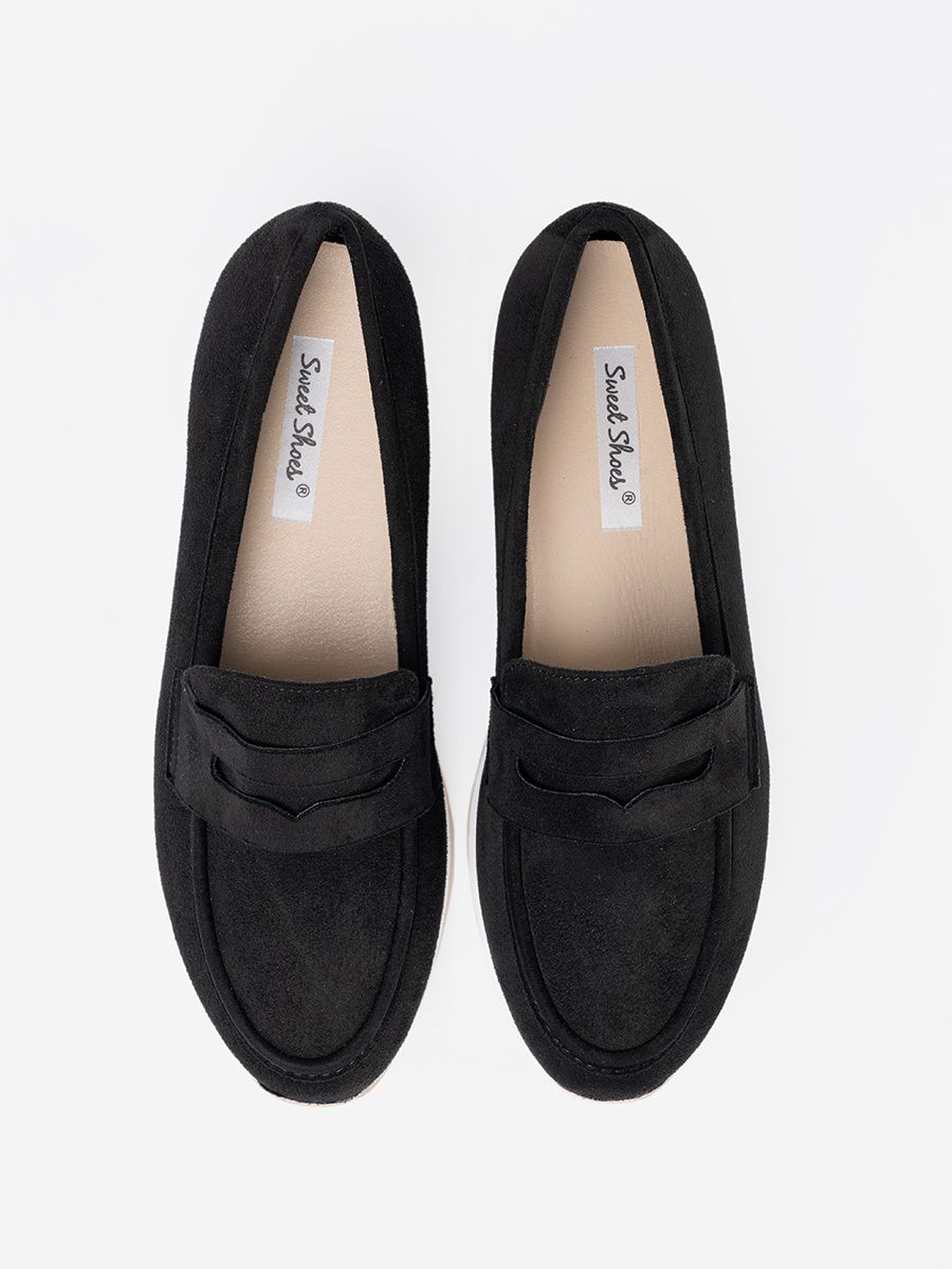 Black Suede Platform Moccasins