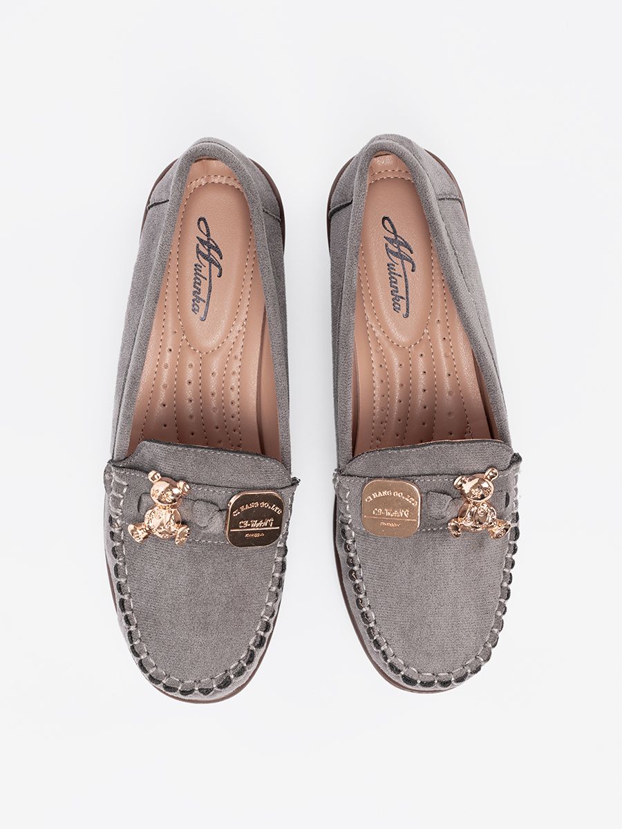 Gray Half Shoes with Golden Bear