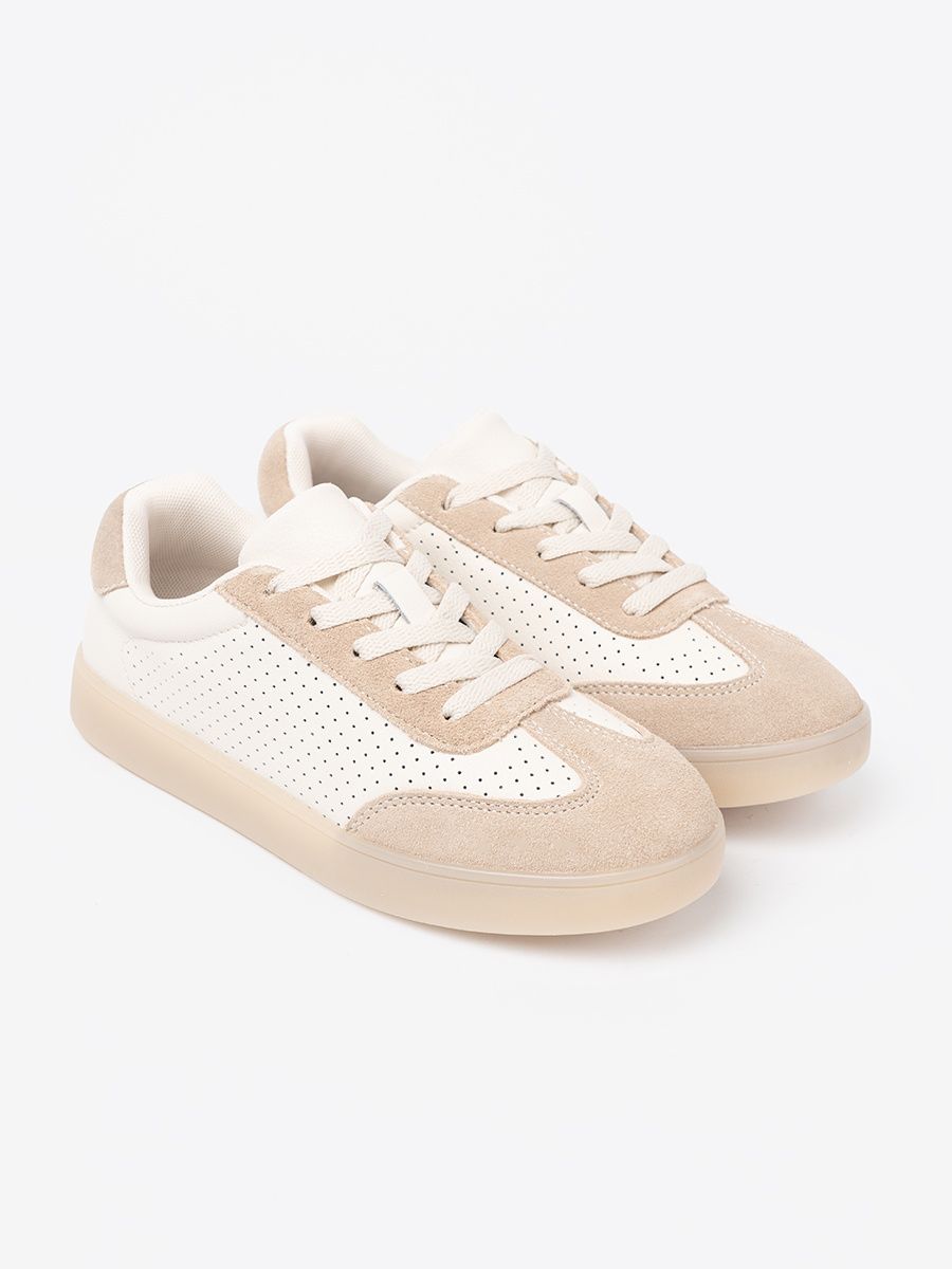 Light Beige Perforated Sneakers