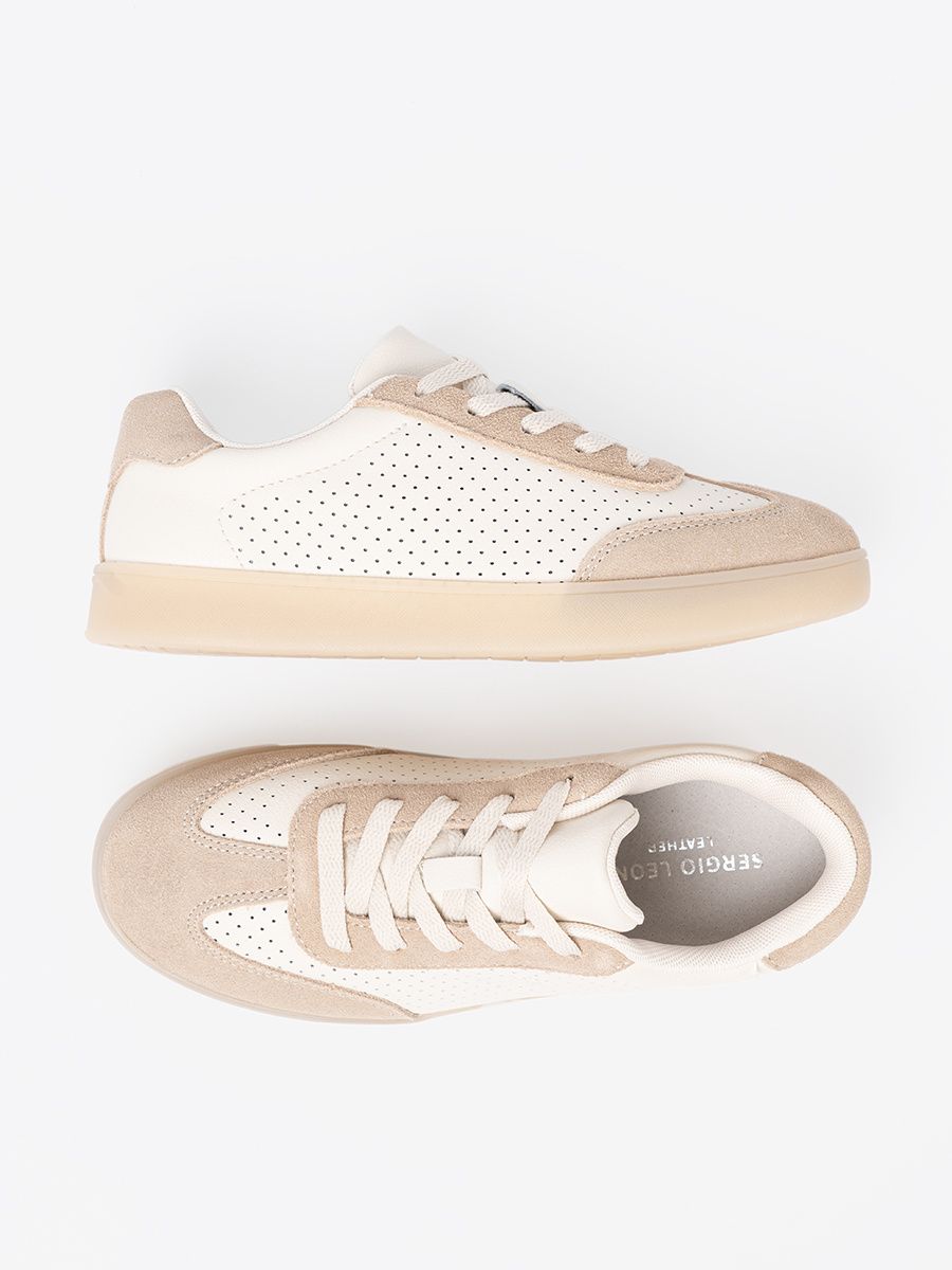 Light Beige Perforated Sneakers