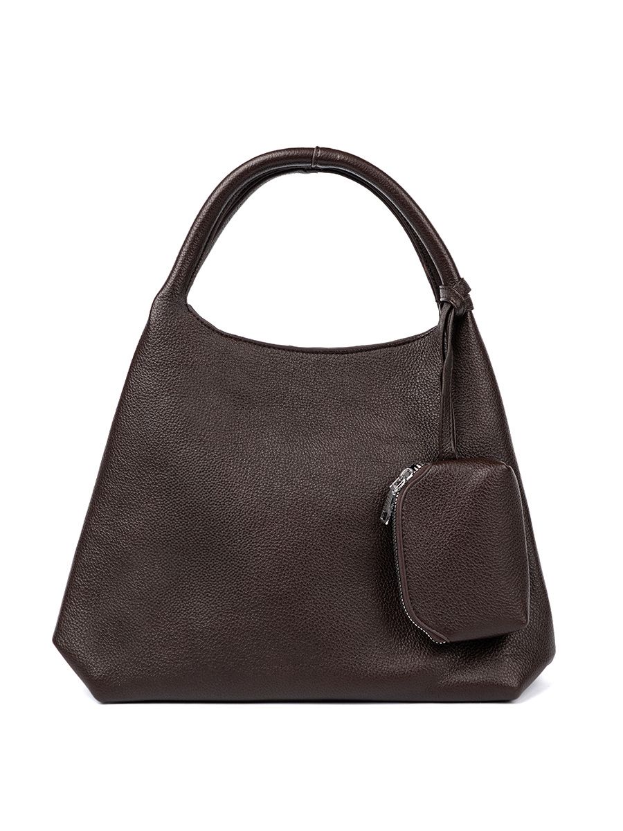 Elegant Brown Handbag with Cosmetic Pouch