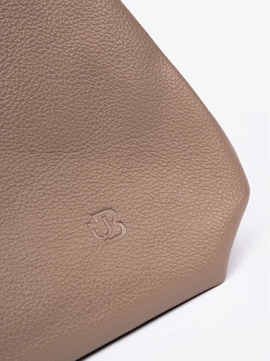 Elegant Dark Beige Handbag with Cosmetic Pouch