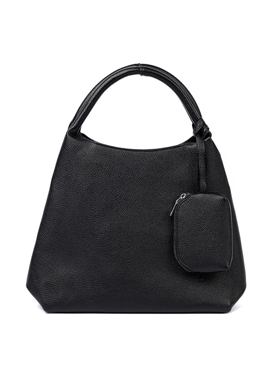 Elegant Black Handbag with Cosmetic Pouch