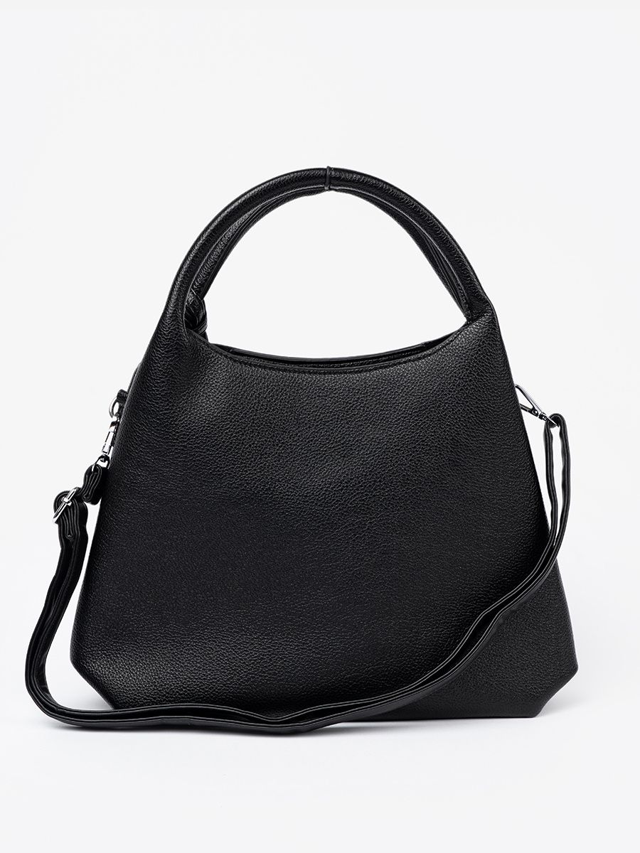 Elegant Black Handbag with Cosmetic Pouch