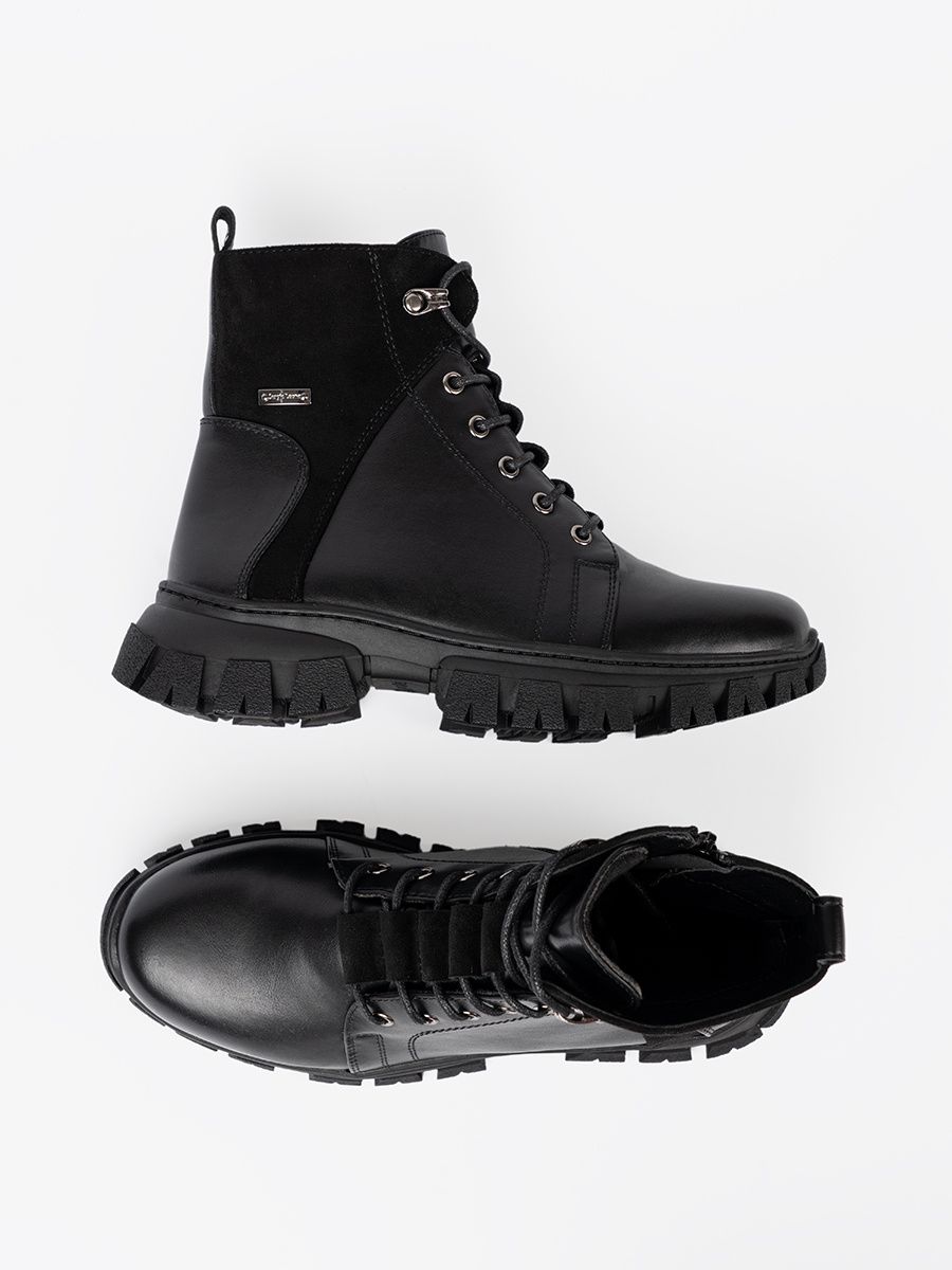 Black Ankle Boots with Chunky Sole and Zipper