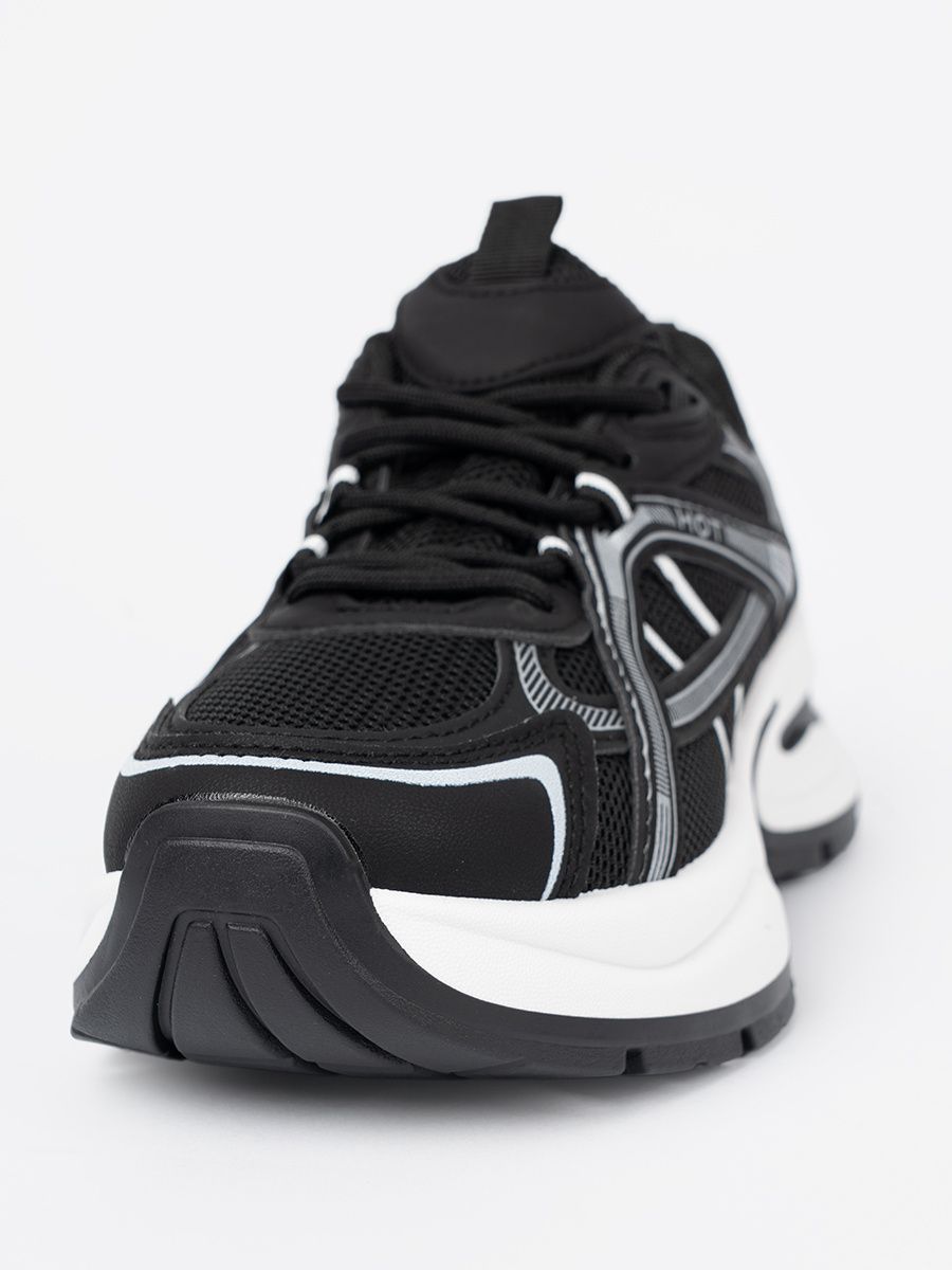 Black Sneakers with Breathable Upper and Chunky White Sole