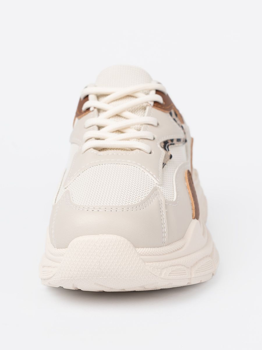Beige Women's Sneakers on Thick Sole