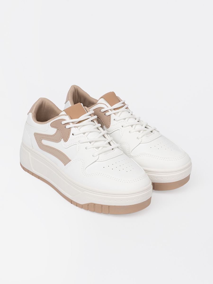 White-beige Platform Sneakers