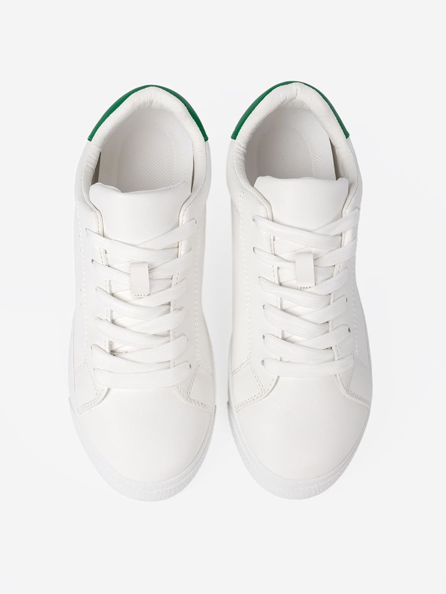Classic White Sneakers with Green Accent