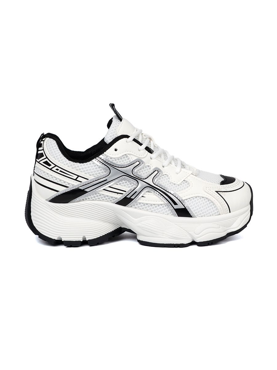 Black and White Comfortable Sneakers with Mesh